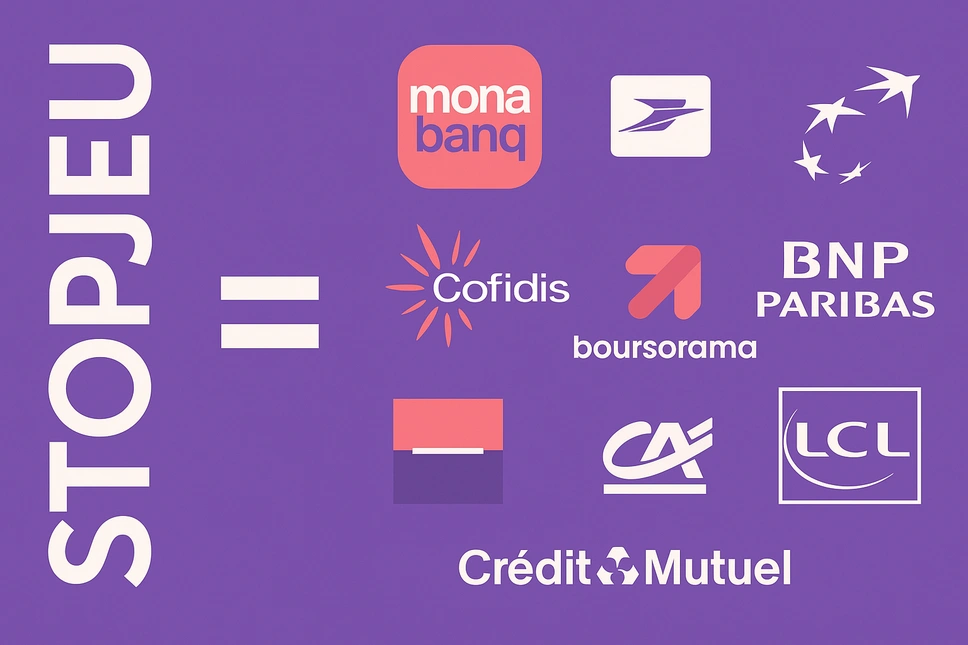 Illustration OFFBET : groupes bancaires et leurs enseignes — Monabanq, Cofidis, Fortuneo, Crédit Mutuel, CIC